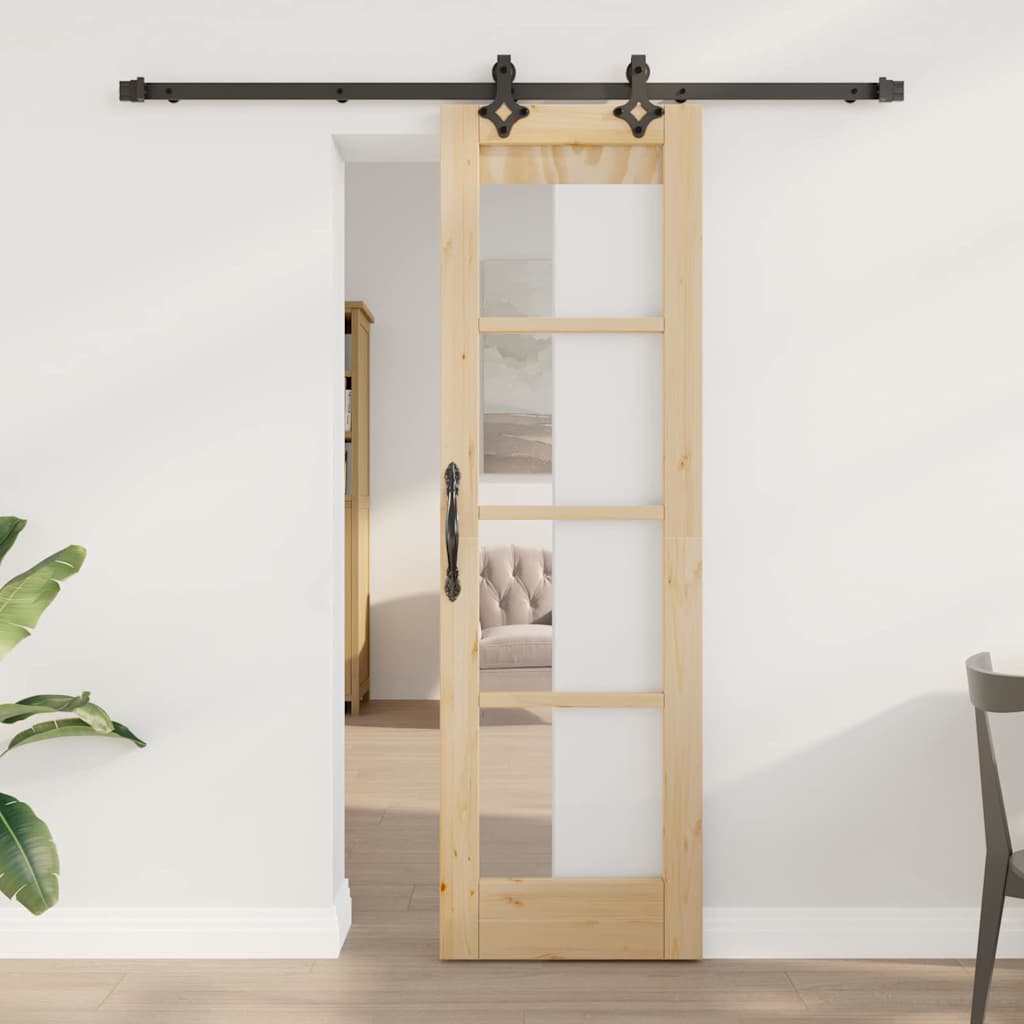 Puerta Corredera Natural y Negro 61 x 198,5 cm