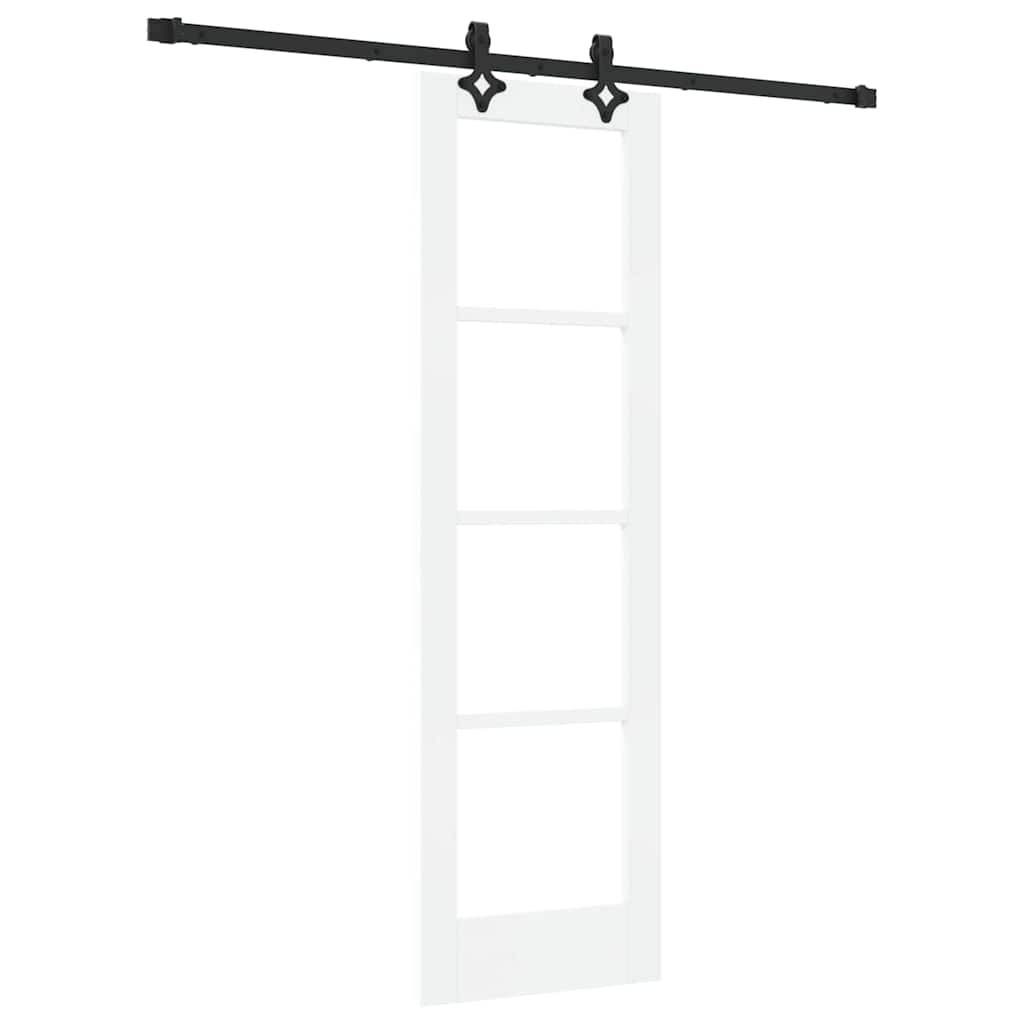 Puerta Corredera Madera de Pino y Vidrio Negra 61 x 198,5 cm