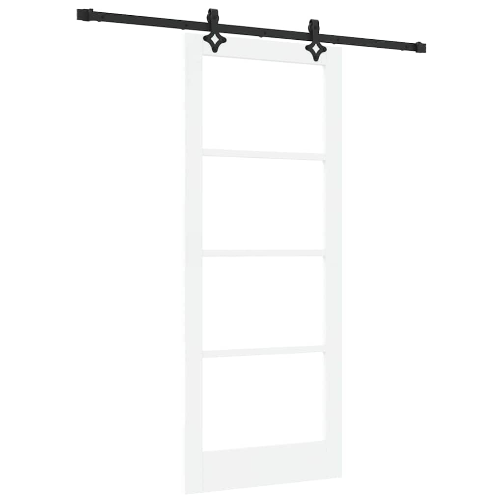 Puerta Corredera Madera de Pino y Vidrio Negra 83 x 202 cm