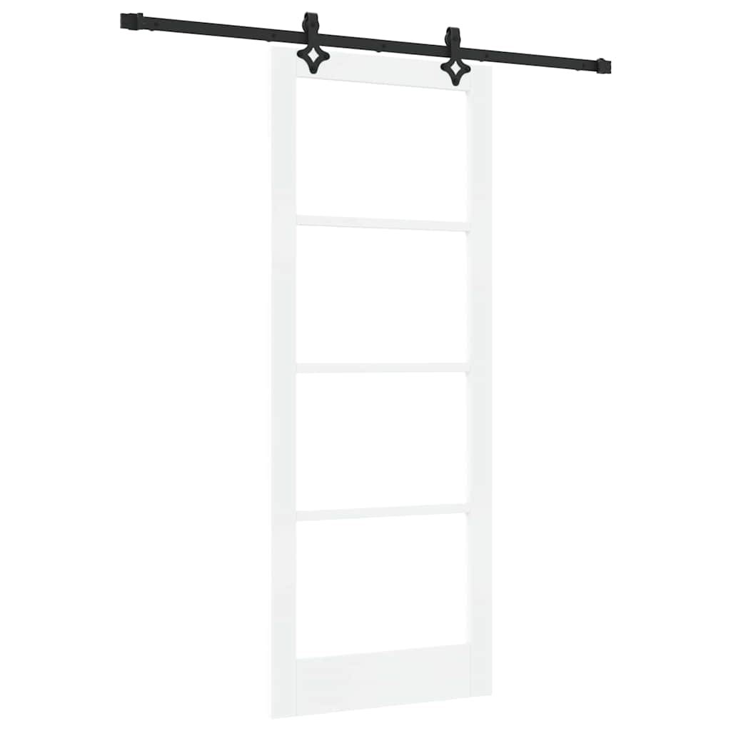 Puerta Corredera Madera de Pino y Vidrio Negra 83 x 211 cm
