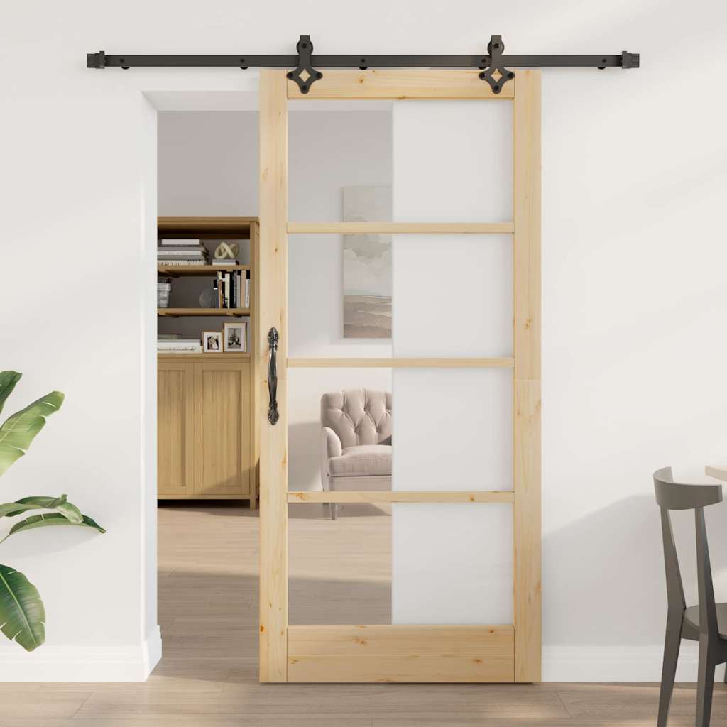 Puerta Corredera Natural y Negro 93 x 202 cm