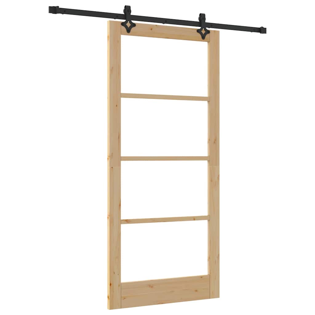 Puerta Corredera Natural y Negro 93 x 202 cm