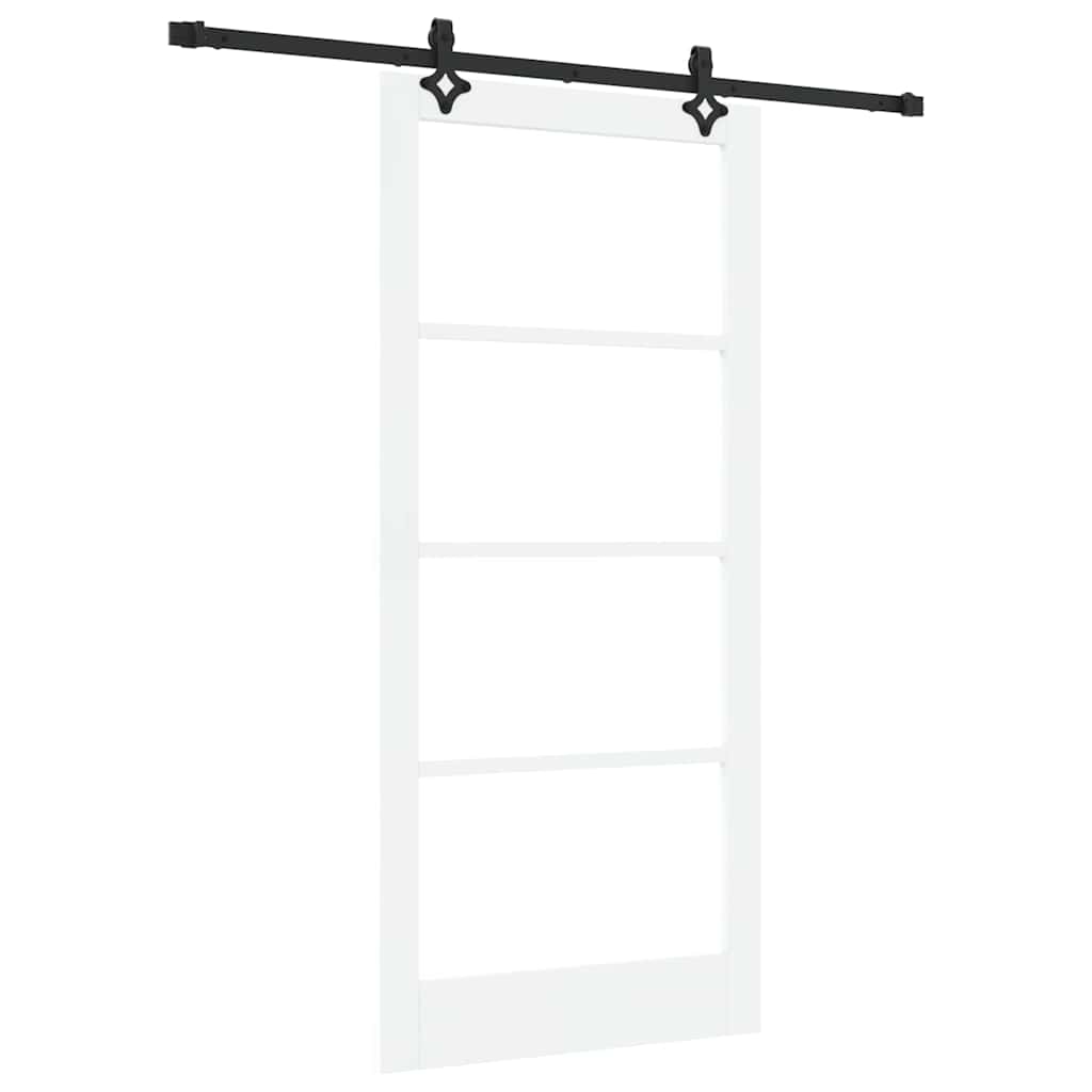Puerta Corredera Madera de Pino y Vidrio Negra 93 x 202 cm
