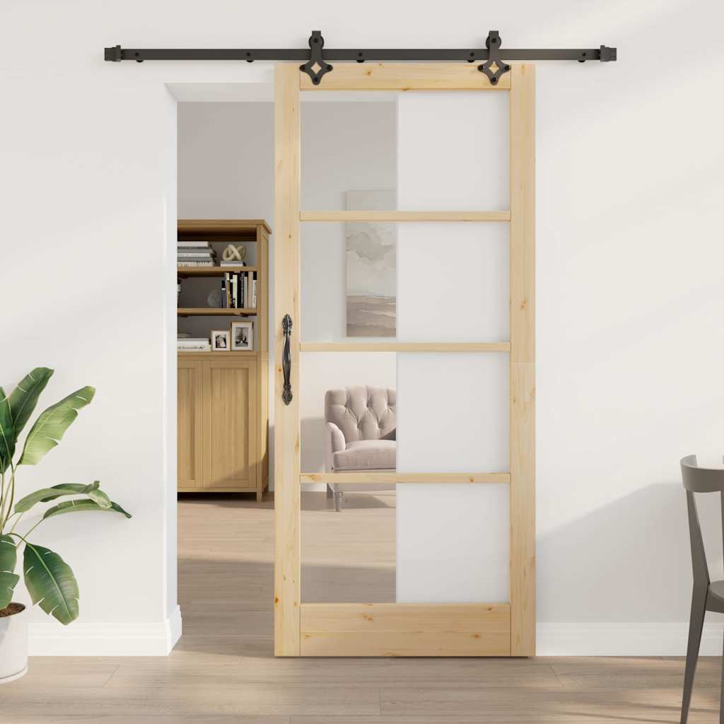 Puerta Corredera Natural y Negro 93 x 211 cm