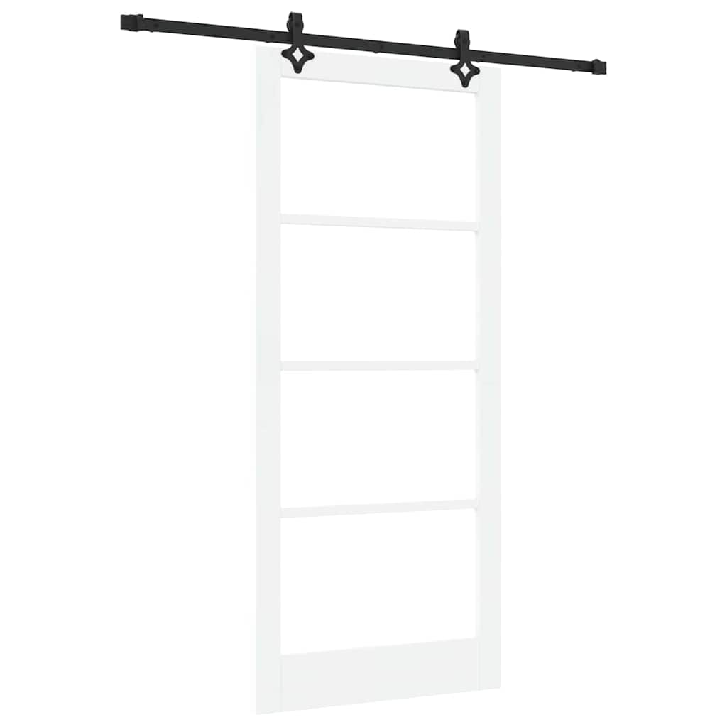 Puerta Corredera Madera de Pino y Vidrio Negra 93 x 211 cm