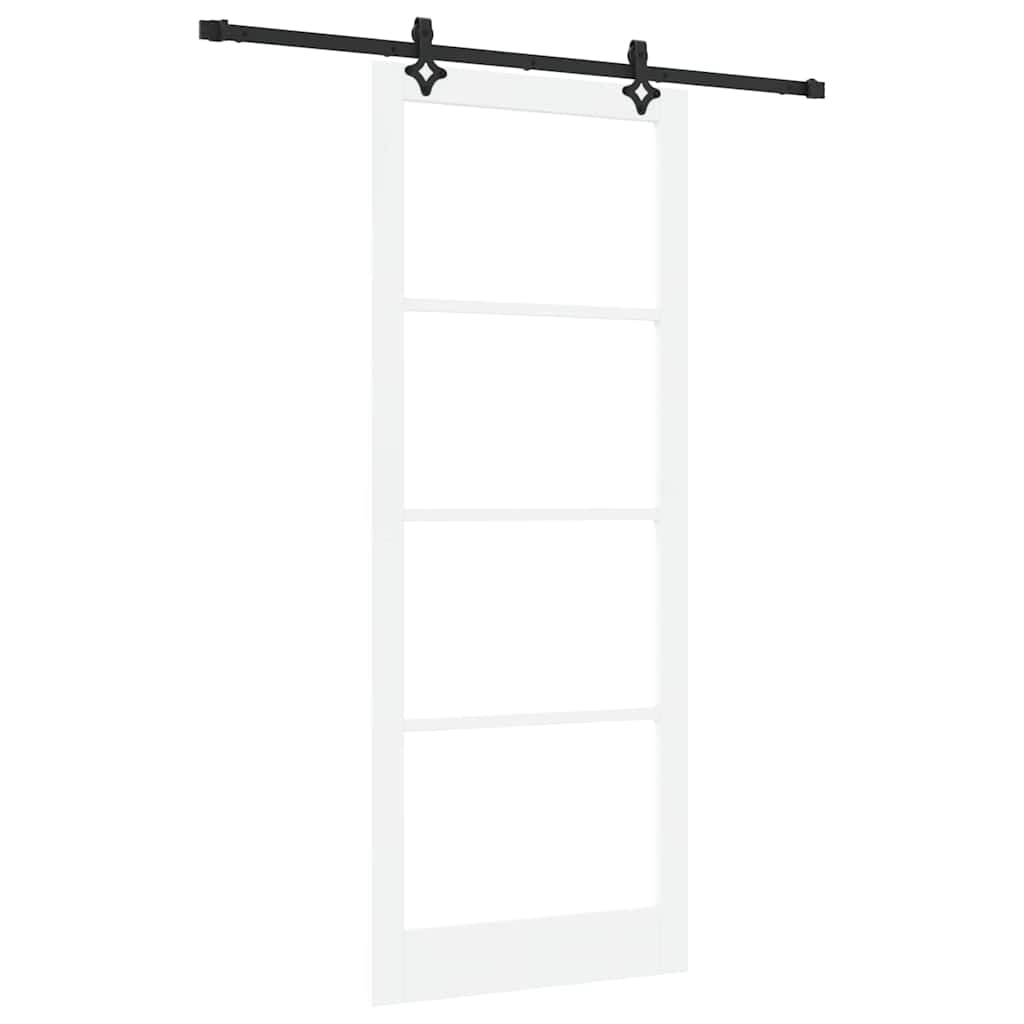 Puerta Corredera Madera de Pino y Vidrio Negra 93 x 232 cm