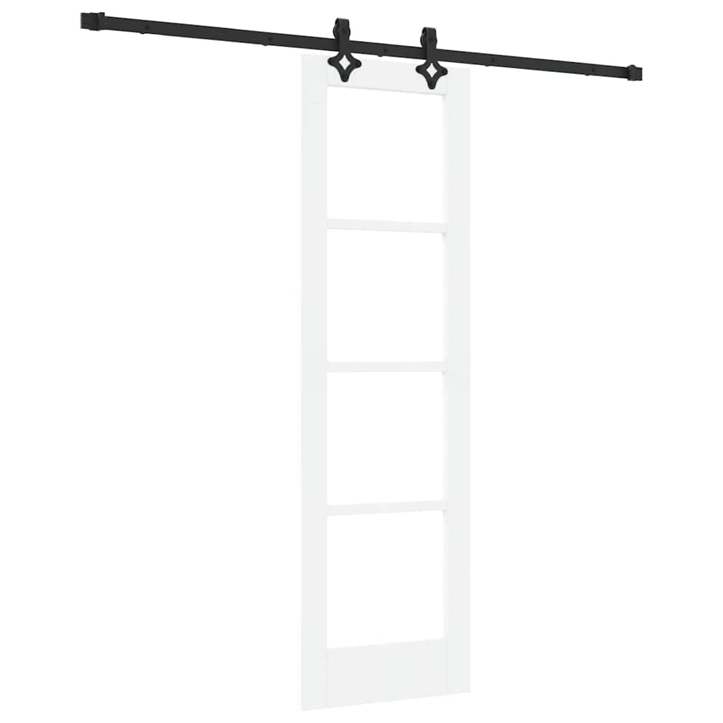 Puerta Corredera Madera de Pino y Vidrio Negra 61 x 198,5 cm