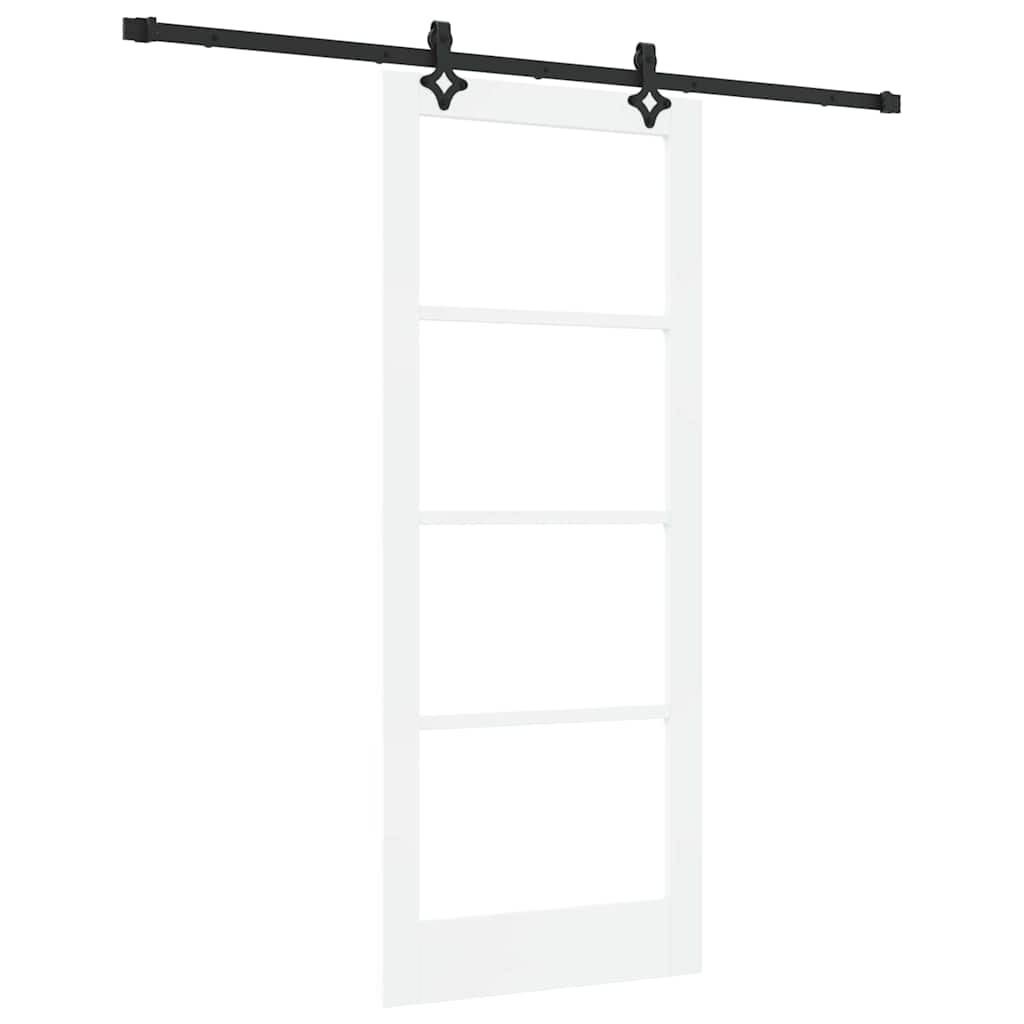 Puerta Corredera Madera de Pino y Vidrio Negra 83 x 202 cm