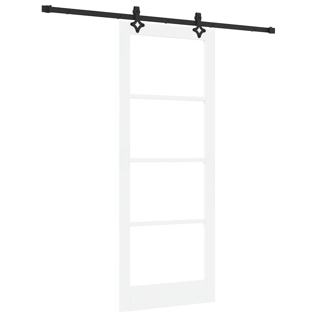 Puerta Corredera Madera de Pino y Vidrio Negra 83 x 211 cm