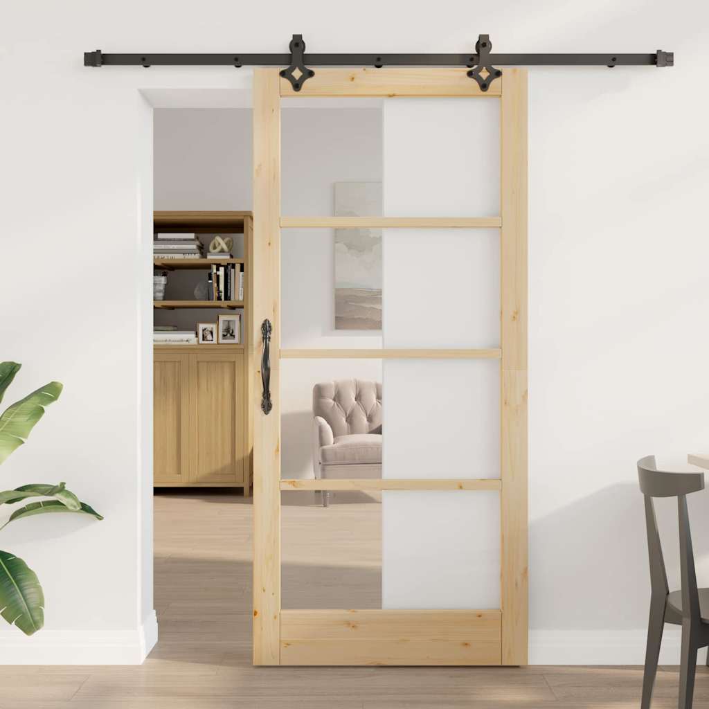Puerta Corredera Natural y Negro 93 x 202 cm