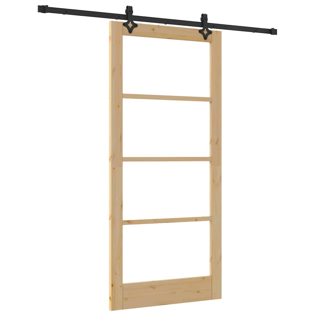 Puerta Corredera Natural y Negro 93 x 202 cm