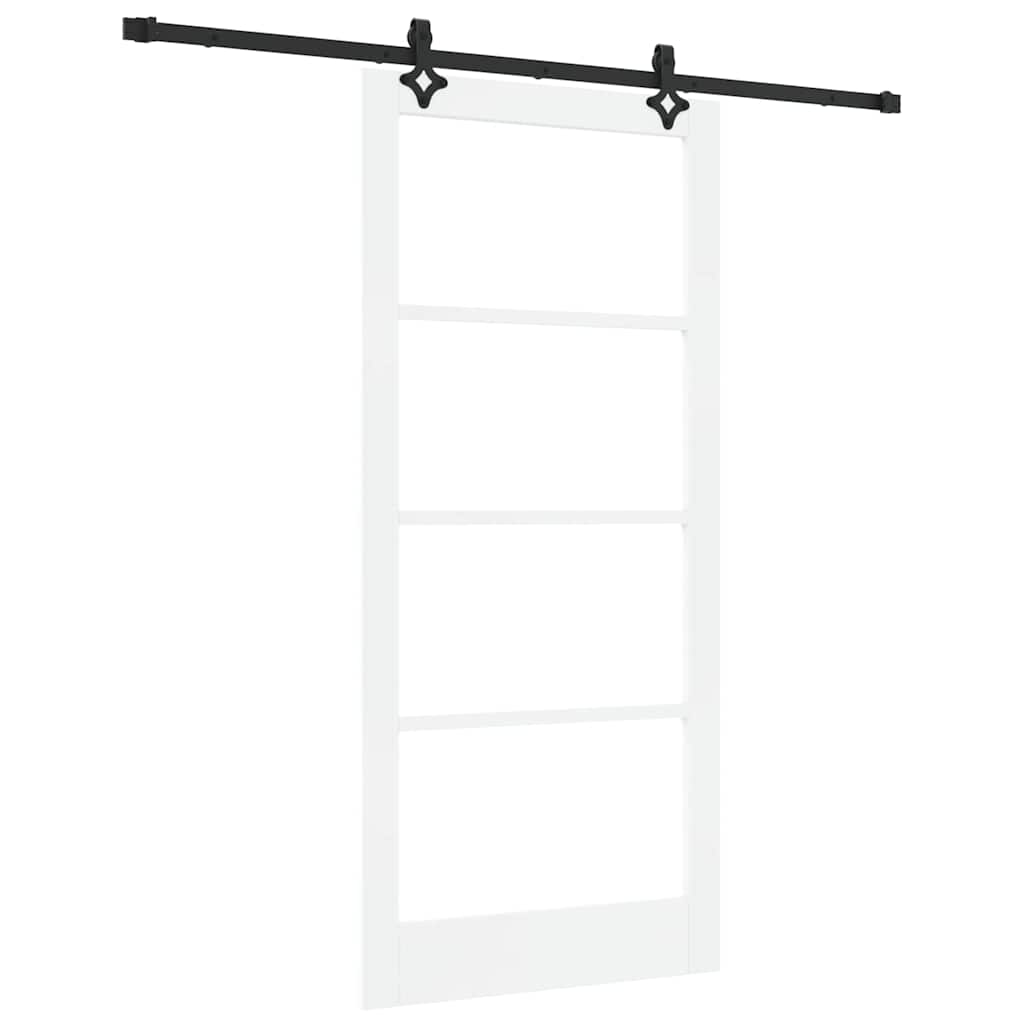 Puerta Corredera Madera de Pino y Vidrio Negra 93 x 202 cm