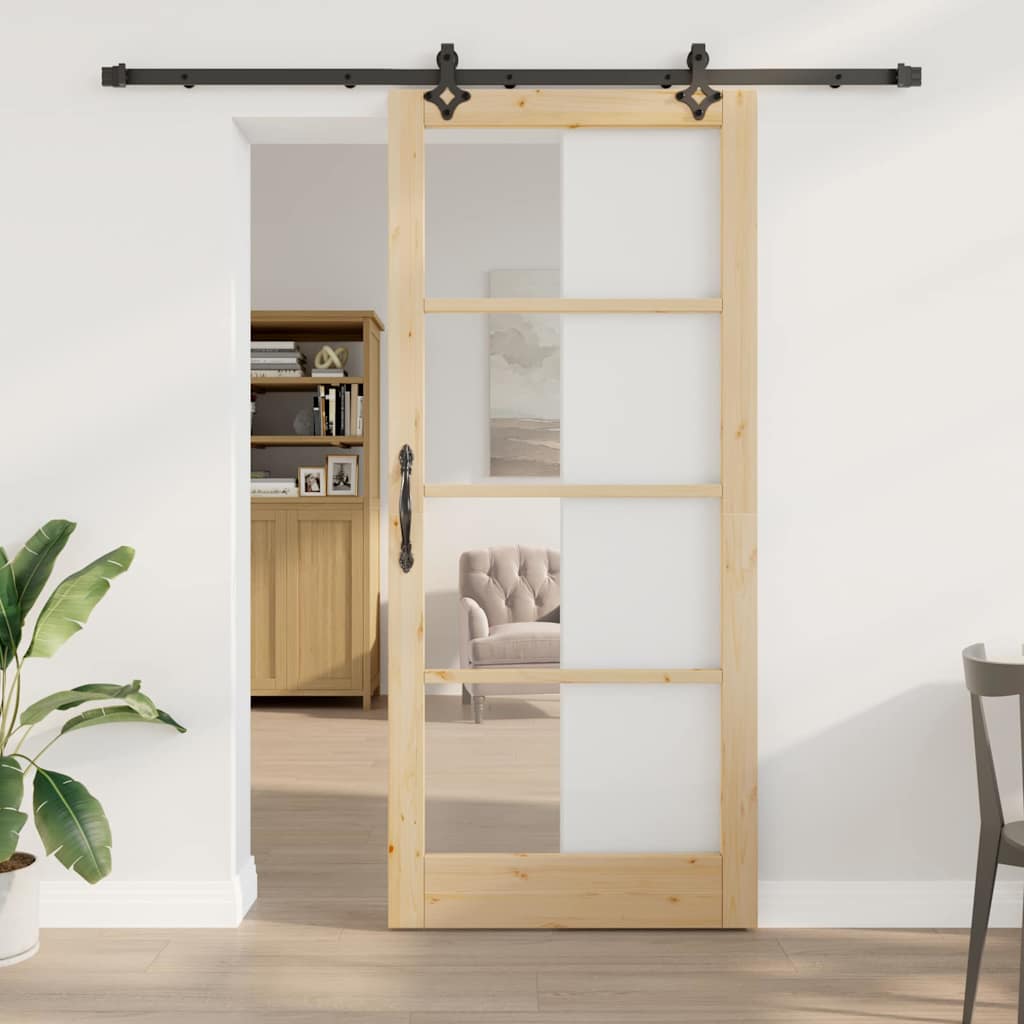 Puerta Corredera Natural y Negro 93 x 211 cm