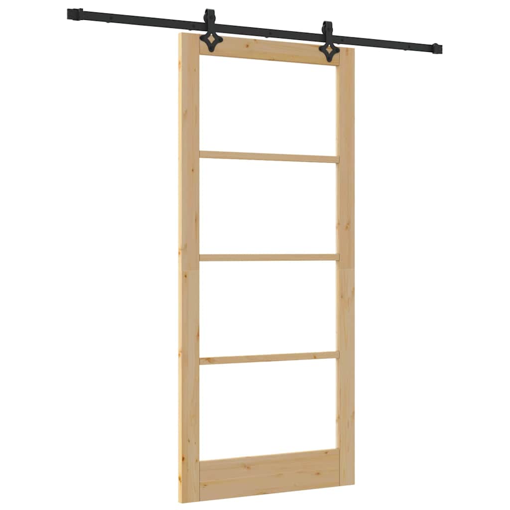Puerta Corredera Natural y Negro 93 x 211 cm