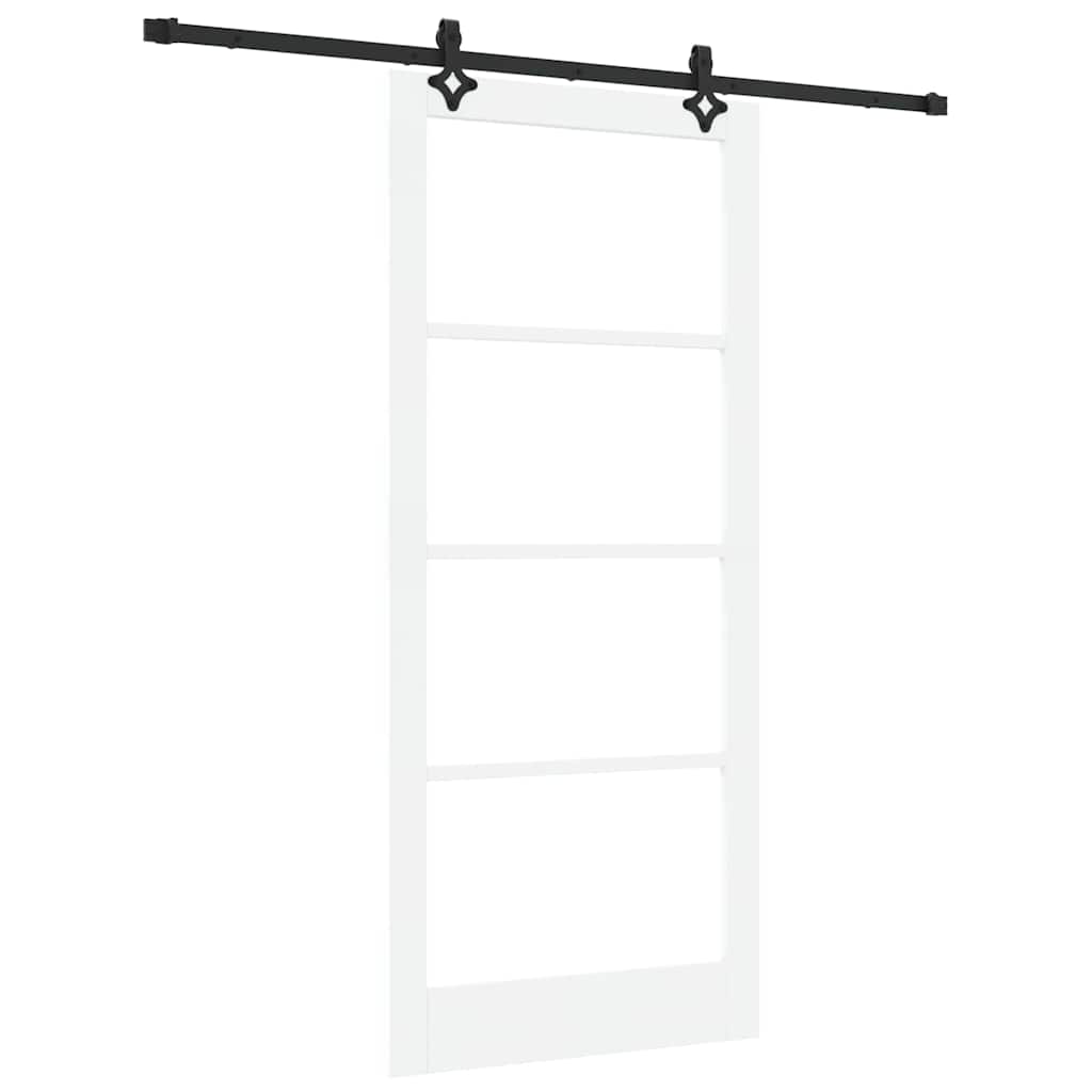 Puerta Corredera Madera de Pino y Vidrio Negra 93 x 211 cm