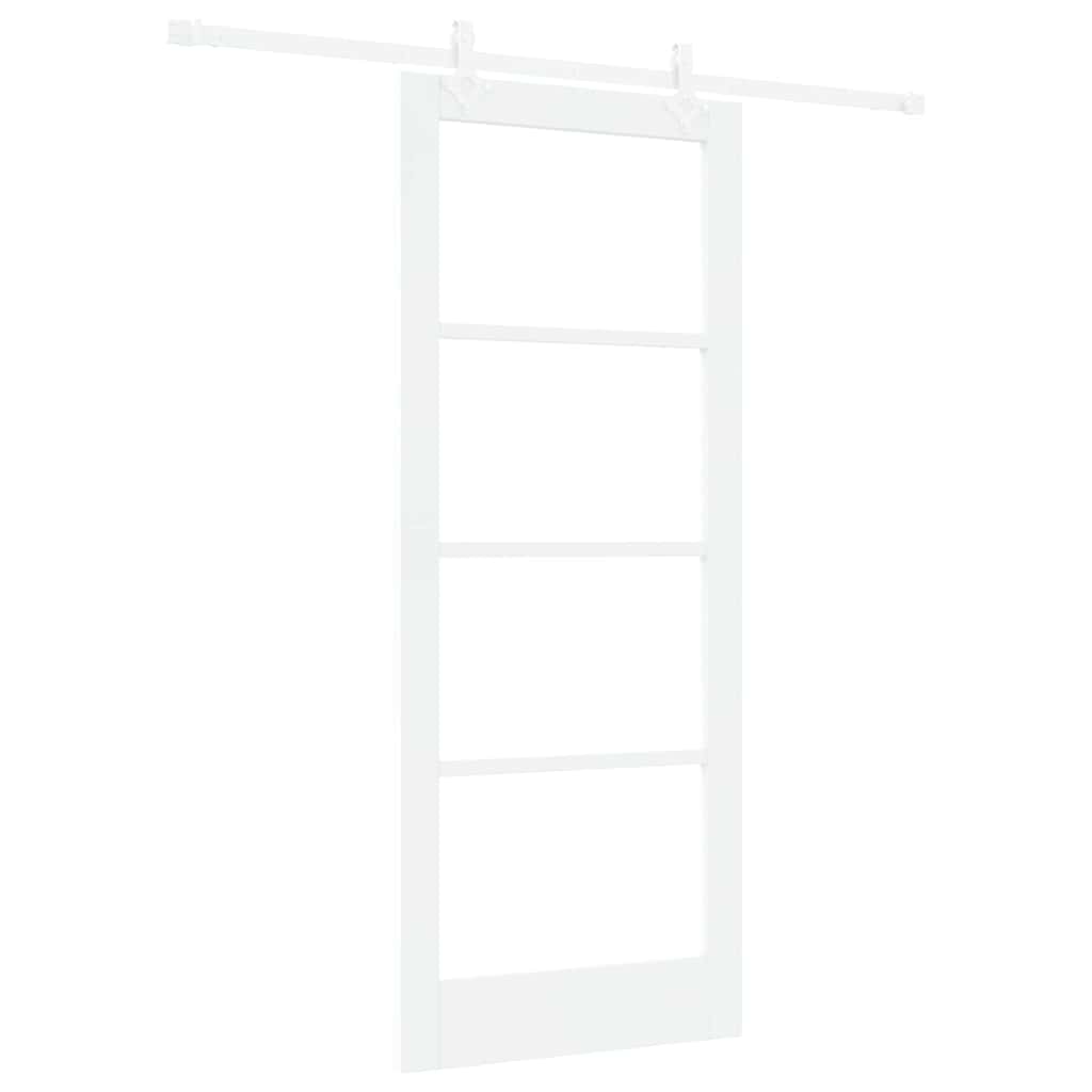 Puerta Corredera 83 x 202 cm Madera de Pino Maciza y Vidrio