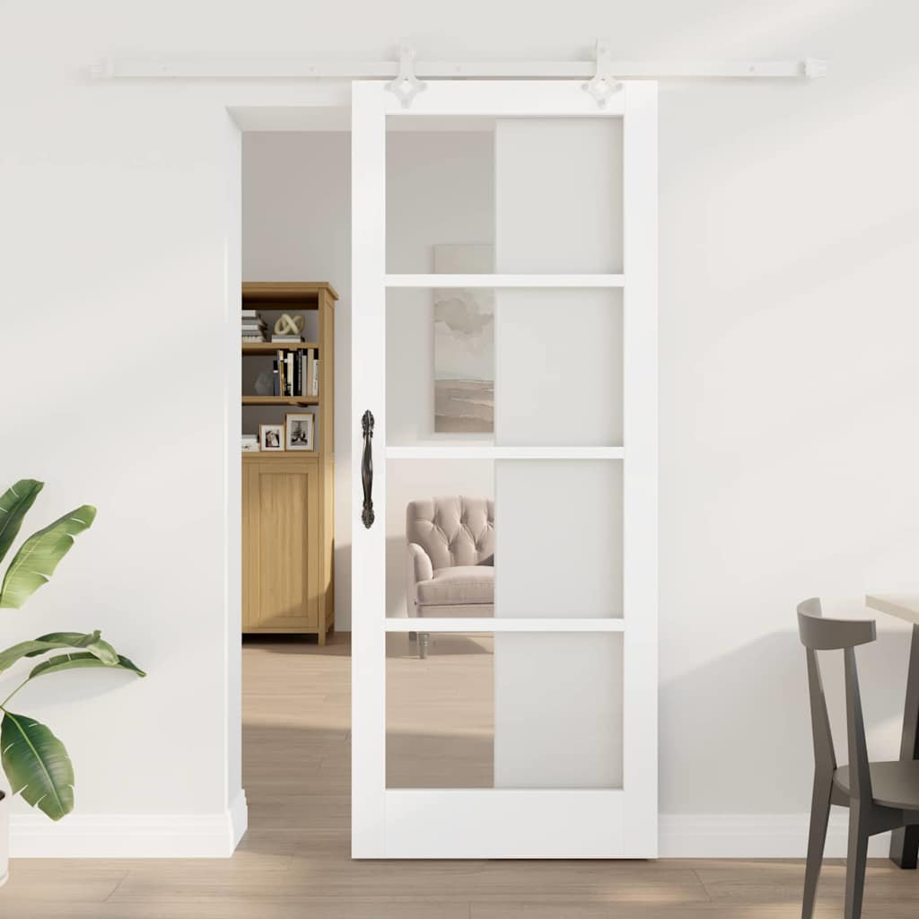 Sliding Door 83 x 211 cm Solid Pine Wood and Glass 