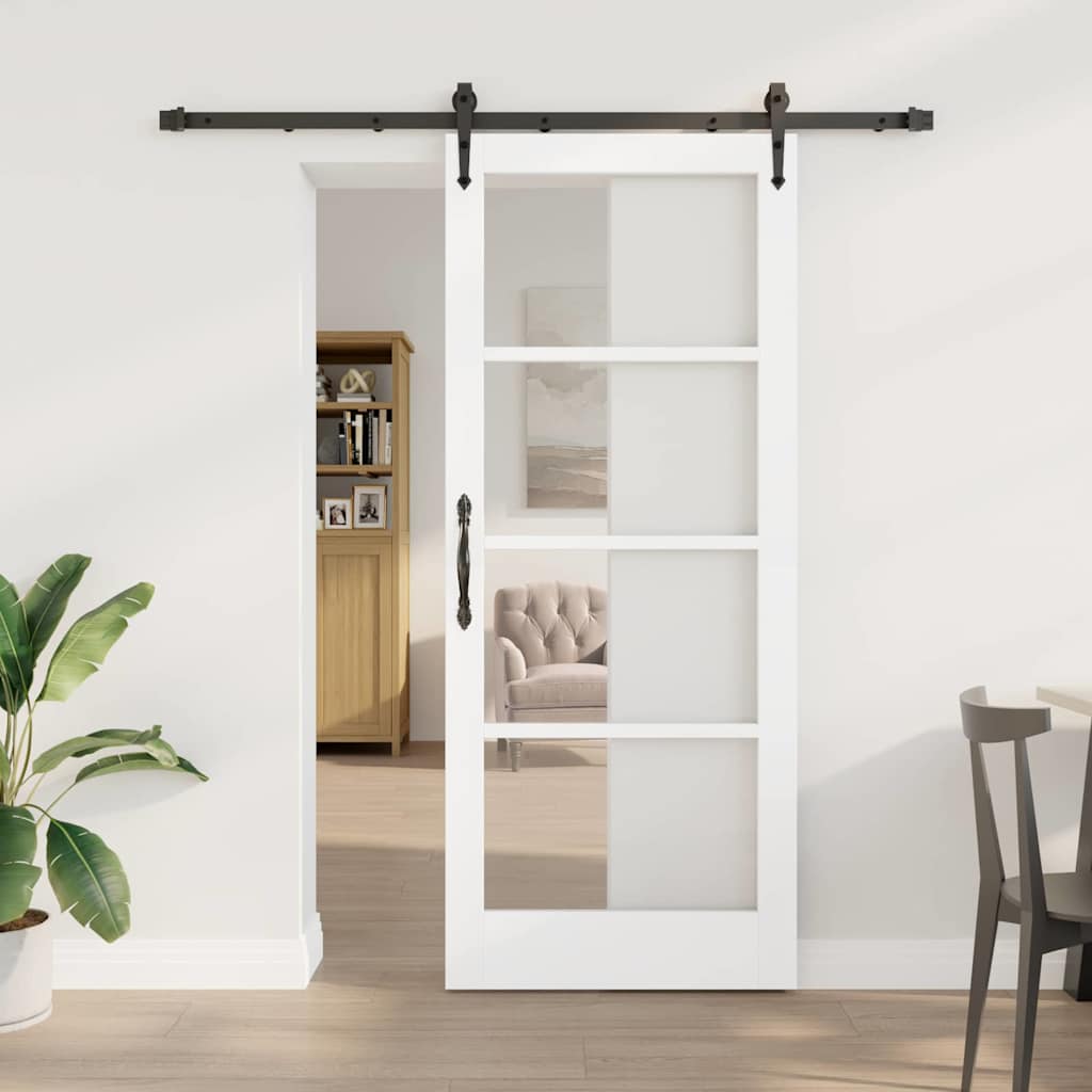Sliding Door 83 x 202 cm Solid pine wood and glass 