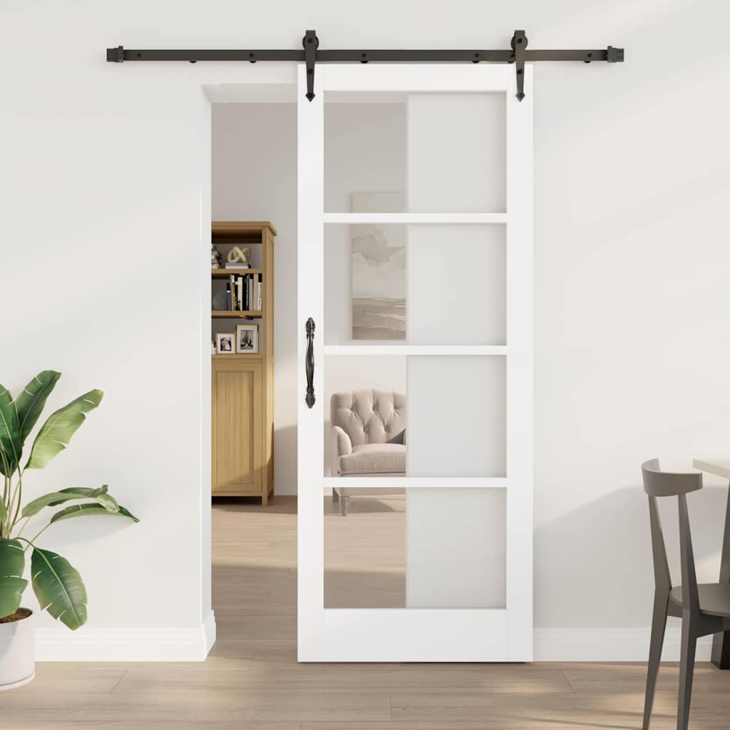Sliding Door 83 x 211 cm Solid pine wood and glass 