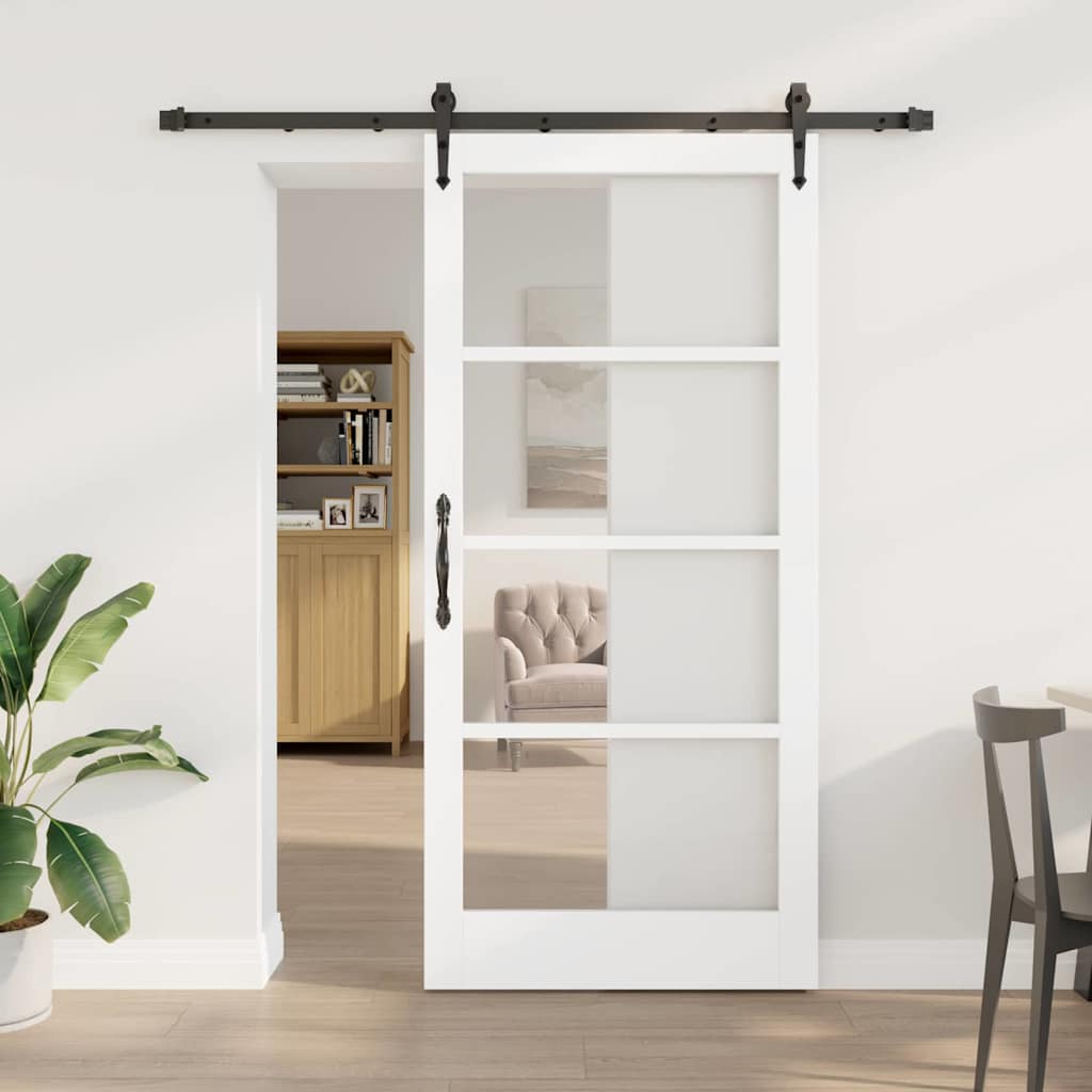 Sliding Door 93 x 202 cm Solid pine wood and glass 