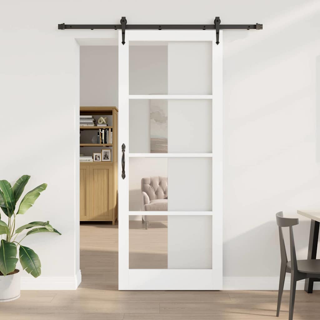 Sliding Door 93 x 232 cm Solid pine wood and glass 