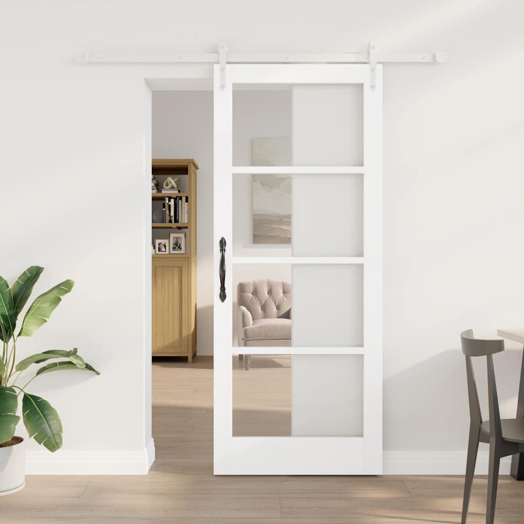 Sliding Door 83 x 202 cm Solid pine wood and glass 