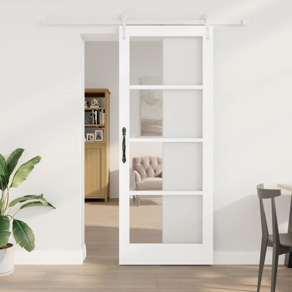 Sliding Door 83 x 211 cm Solid pine wood and glass 