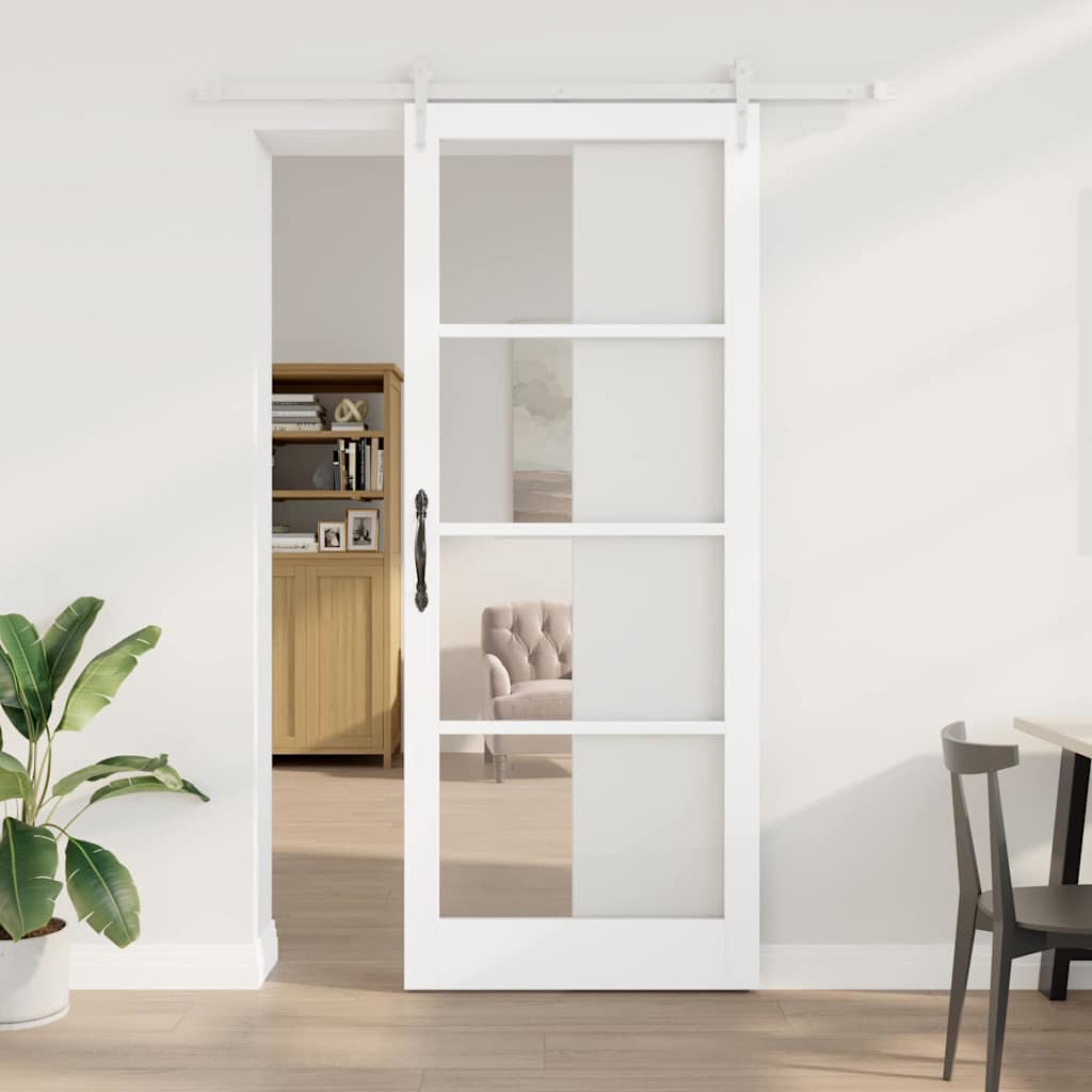 Sliding Door 93 x 232 cm Solid pine wood and glass 
