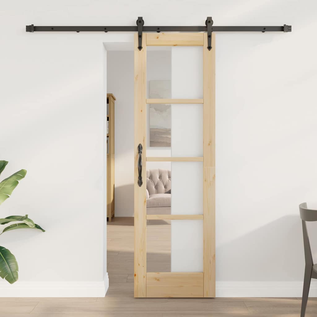 Puerta Corredera Natural y Negro 61 x 198,5 cm