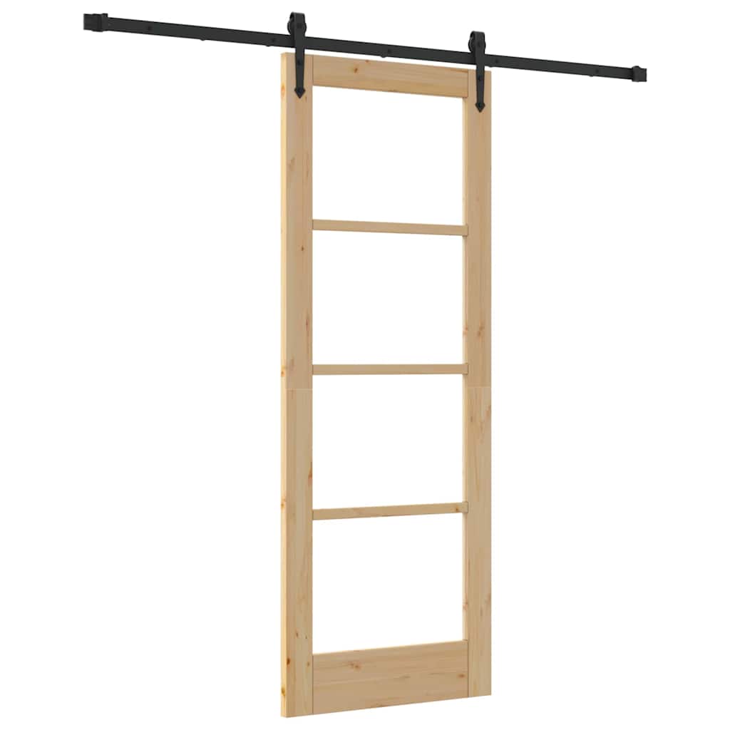 Natural and black sliding door 73.5 x 198.5 cm 