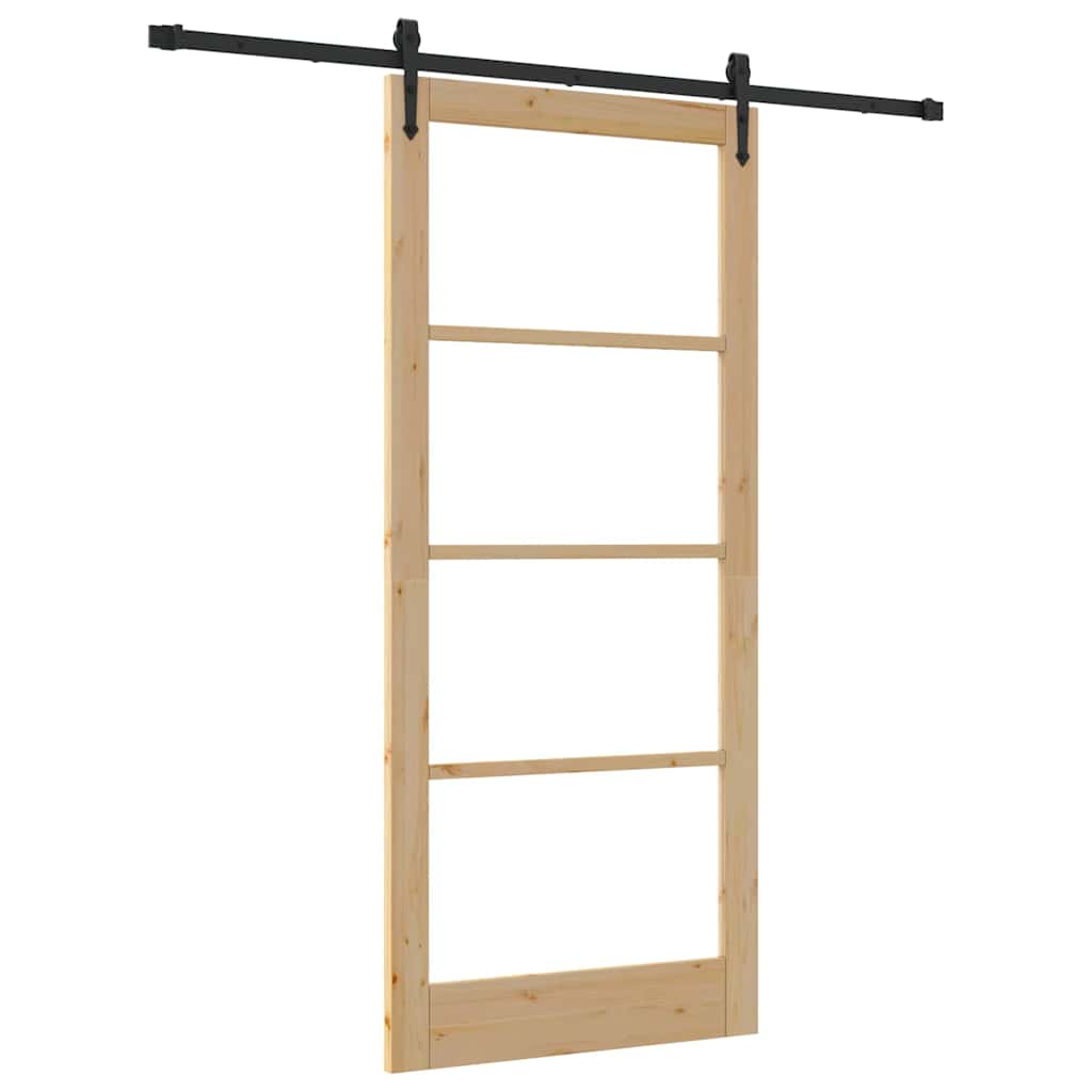 Natural and black sliding door 93 x 211 cm 