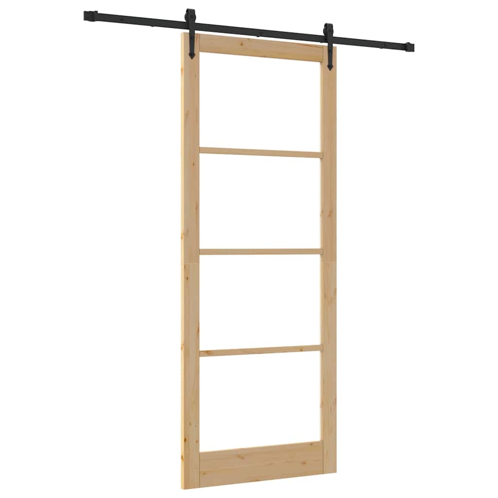 Natural and black sliding door 93 x 232 cm 