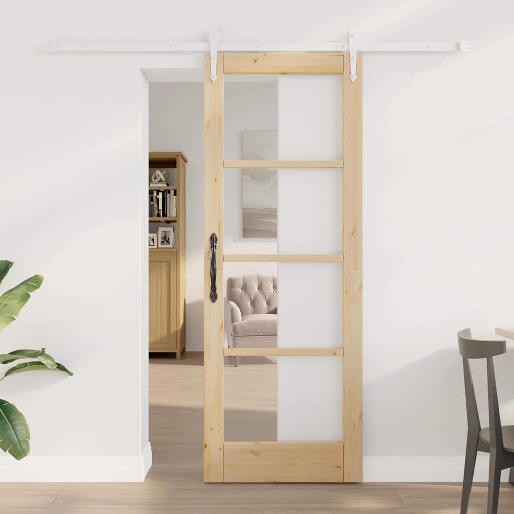 Puerta Deslizante Manual Marrón 73.5 x 198.5 cm Madera y Metal