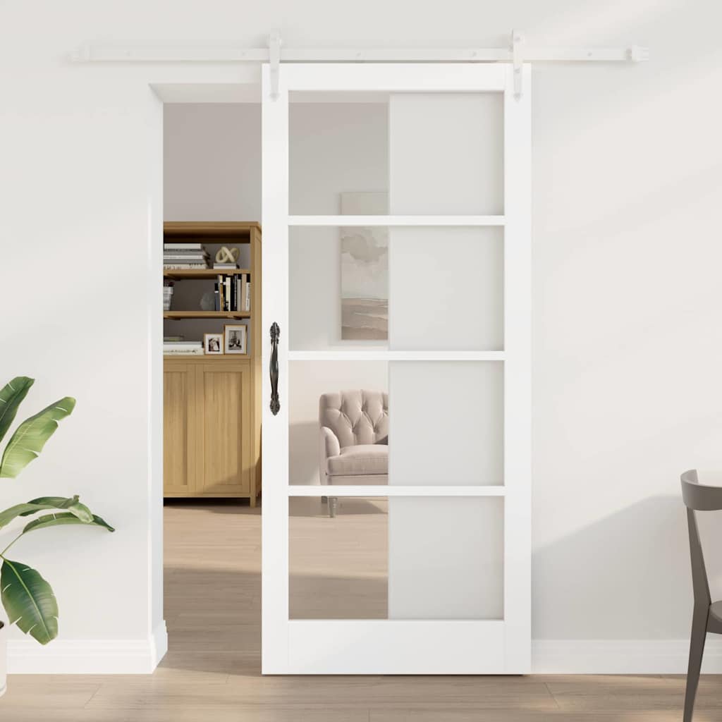 Sliding Door 93 x 211 cm Solid Pine Wood and Glass 