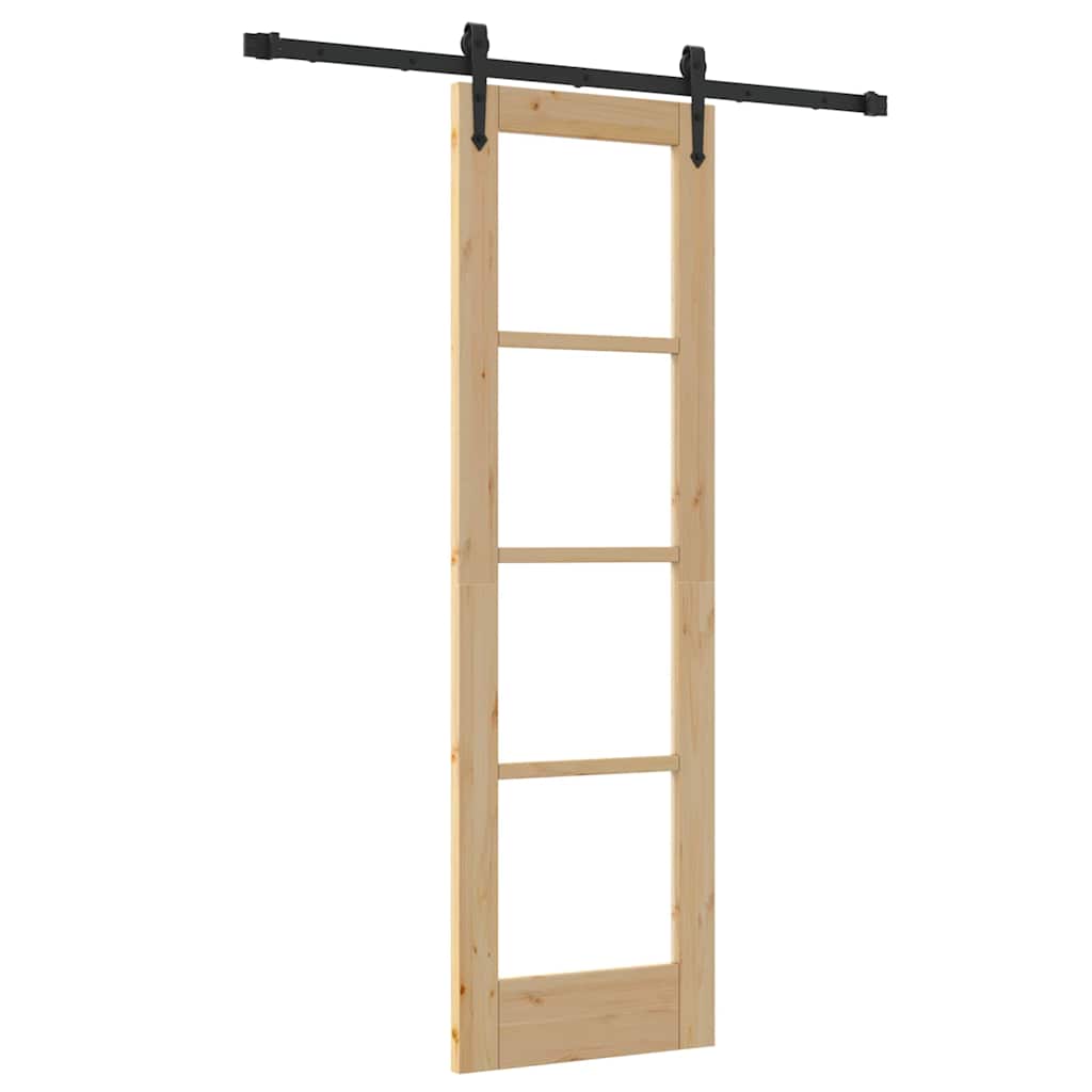 Puerta Corredera Natural 61 x 198,5 cm — Madera de Pino y Vidrio