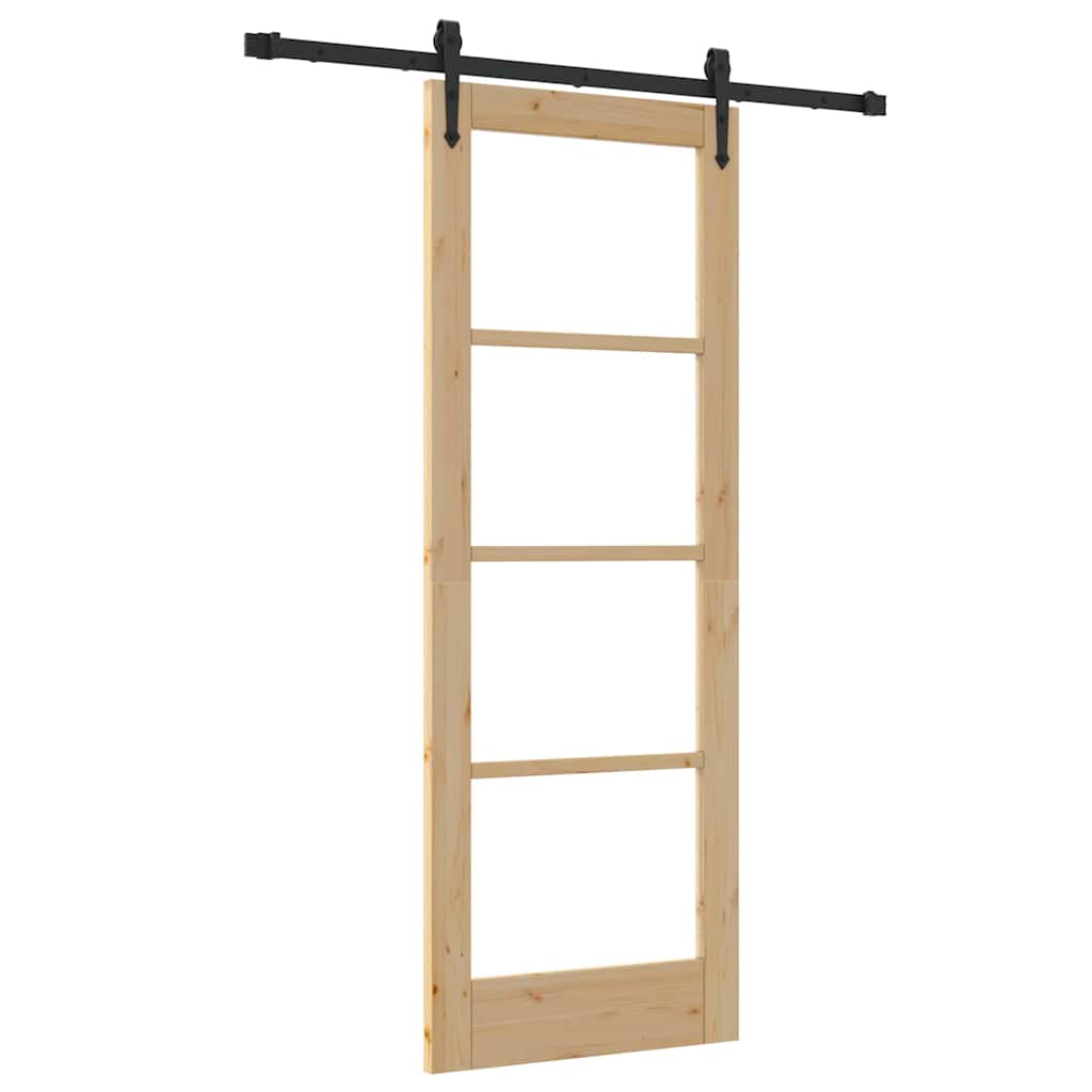 Puerta Corredera Natural 73,5 x 198,5 cm — Madera de Pino y Vidrio