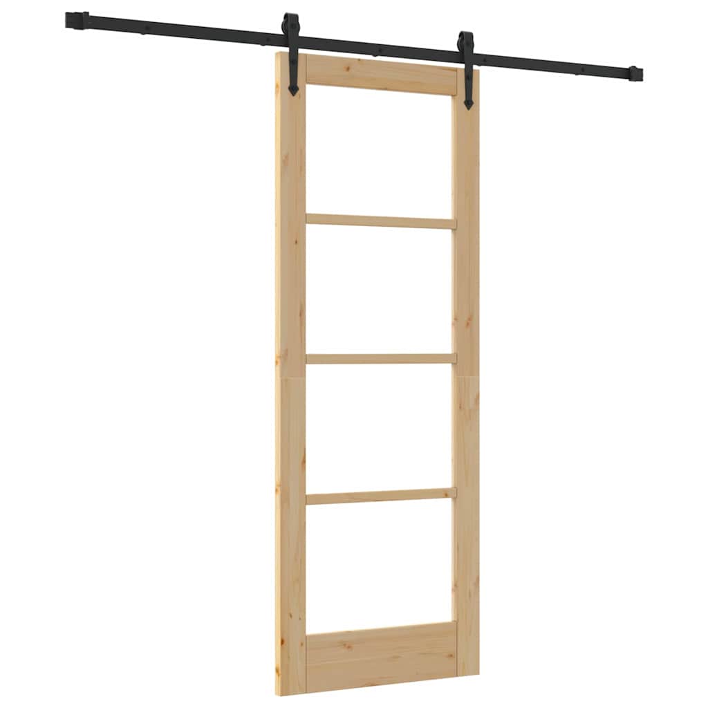 Puerta Corredera Natural 73,5 x 198,5 cm — Madera de Pino y Vidrio