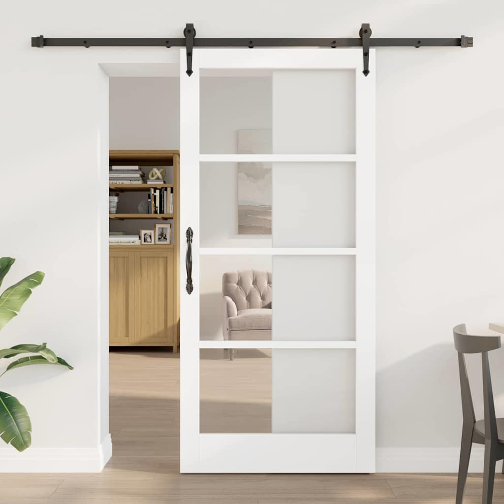 Puerta Corredera Madera de Pino y Vidrio 93 x 202 cm