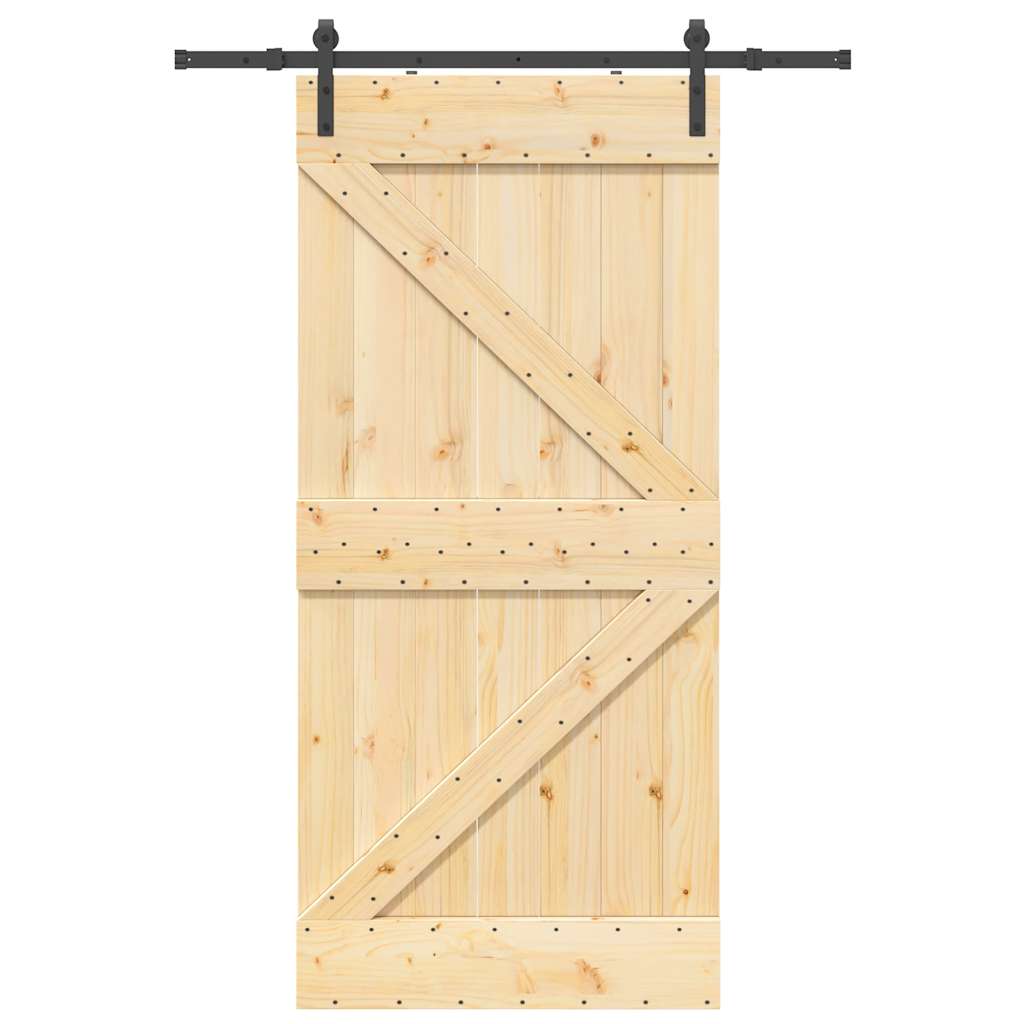 Vetonek Puerta corredera con herrajes madera maciza de pino 96x210 cm