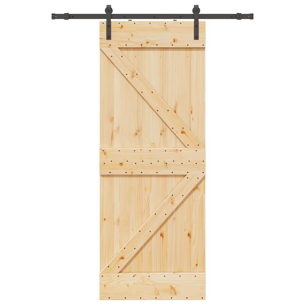 Vetonek Puerta corredera con herrajes madera maciza de pino 80x210 cm