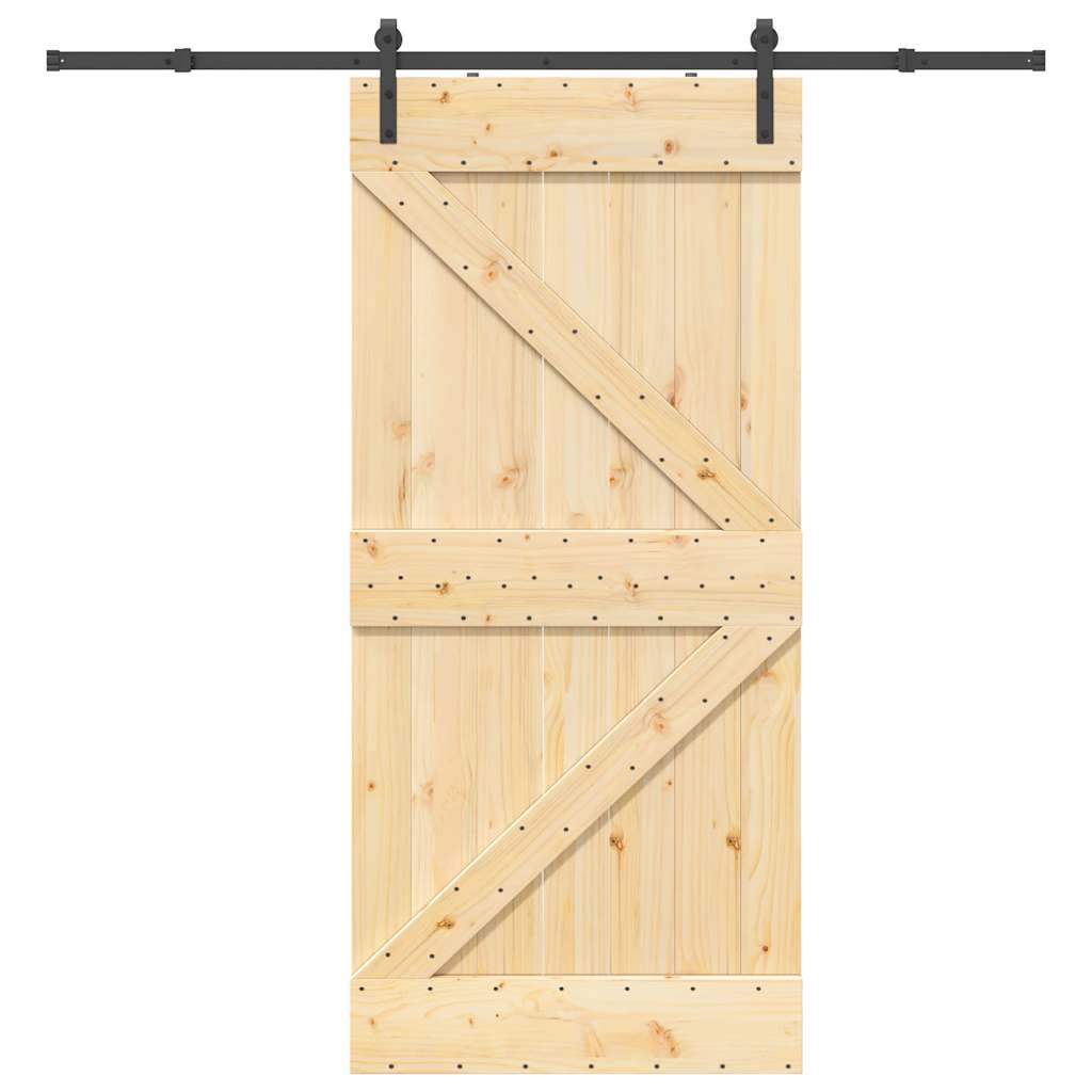 Vetonek Puerta corredera con herrajes madera maciza de pino 95x210 cm