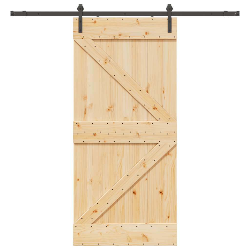 Vetonek Puerta corredera con herrajes madera maciza de pino 90x210 cm