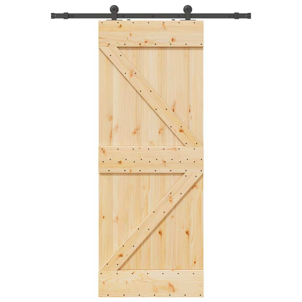 Vetonek Puerta corredera con herrajes madera maciza de pino 80x210 cm