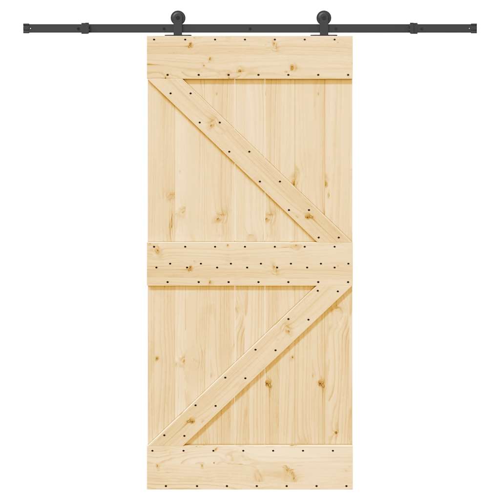 Vetonek Puerta corredera con herrajes madera maciza de pino 95x210 cm