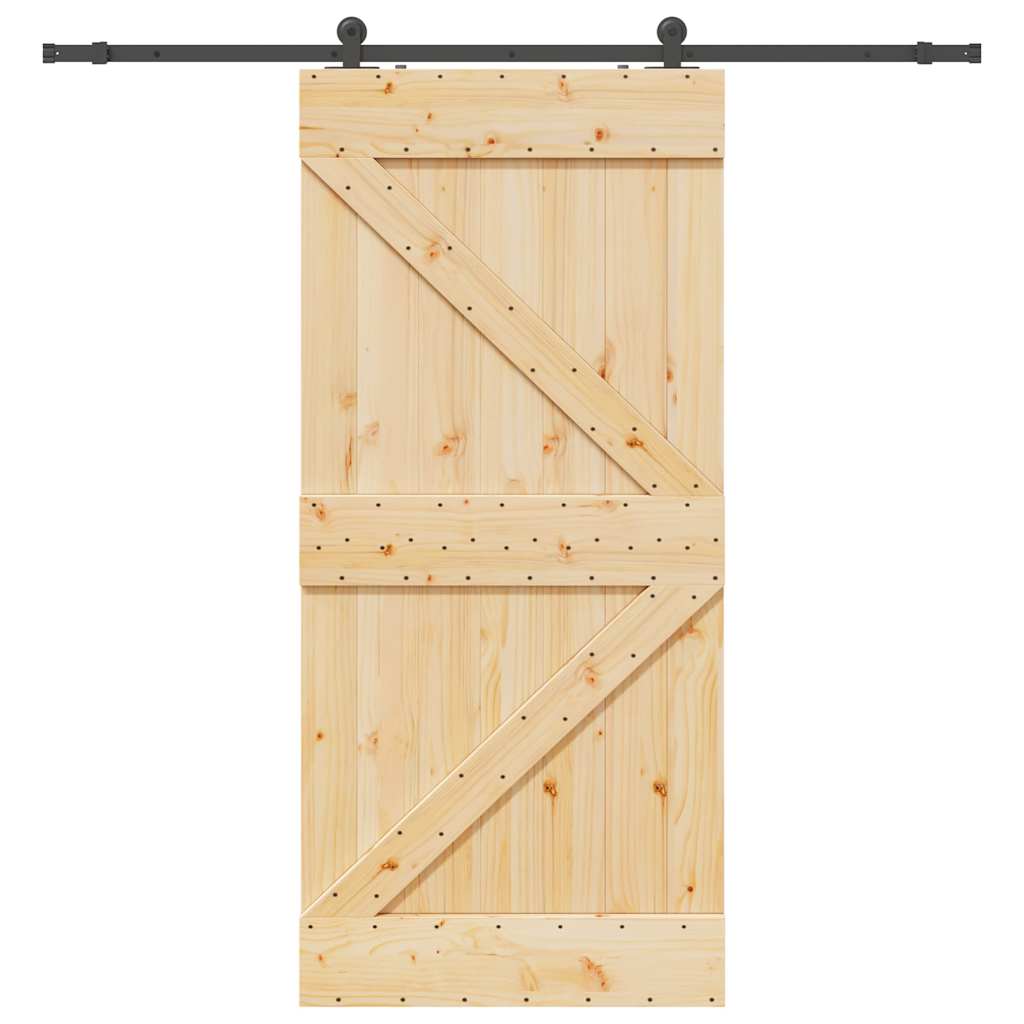 Vetonek Puerta corredera con herrajes madera maciza de pino 80x210 cm