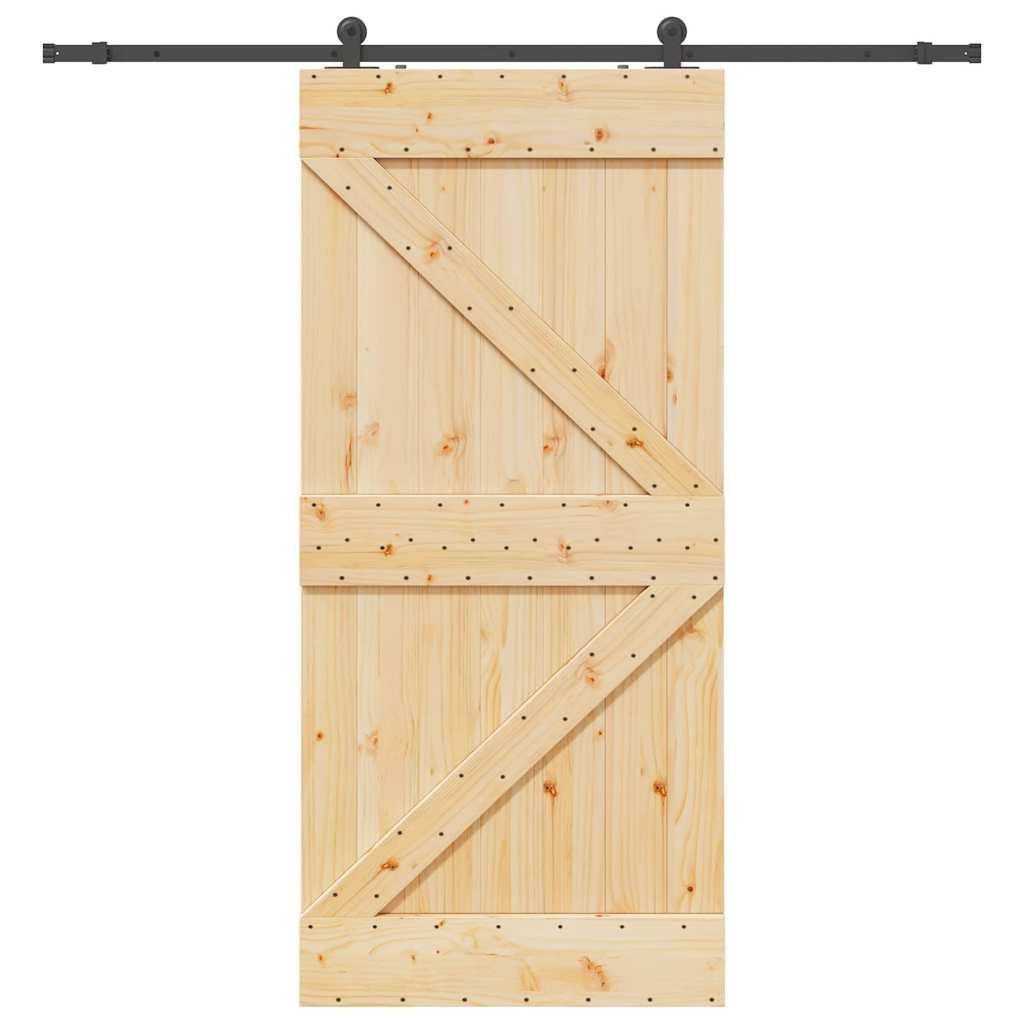 Vetonek Puerta corredera con herrajes madera maciza de pino 100x210 cm