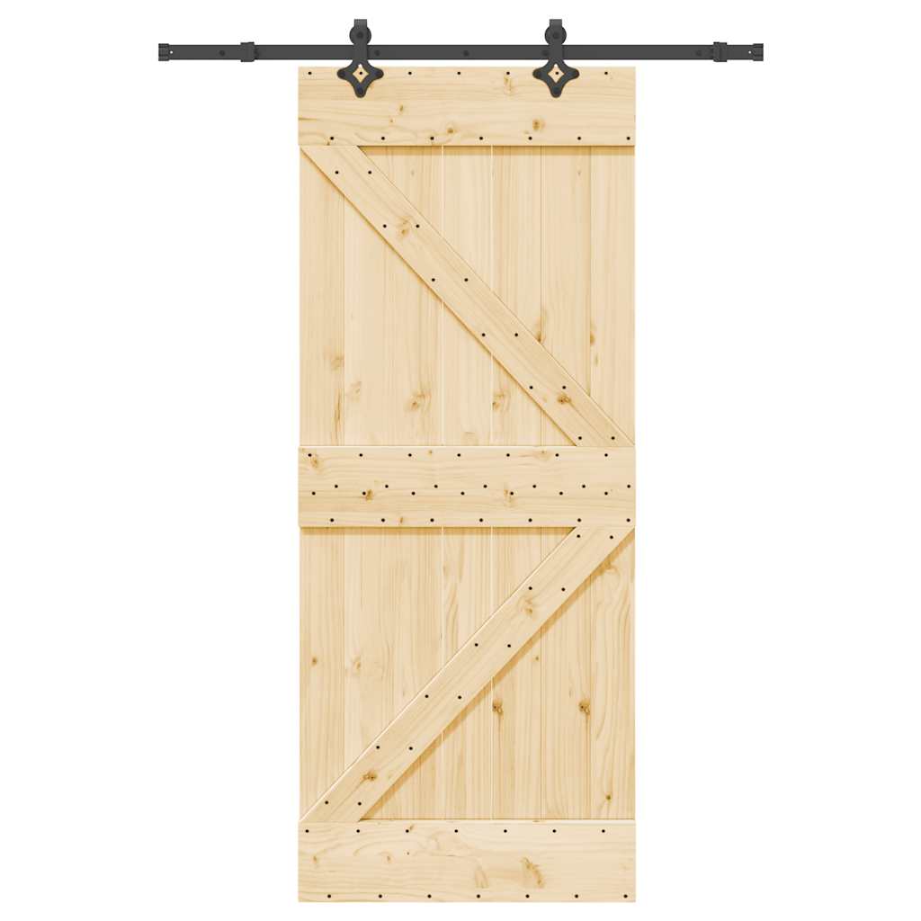 Vetonek Puerta corredera con herrajes madera maciza de pino 85x210 cm