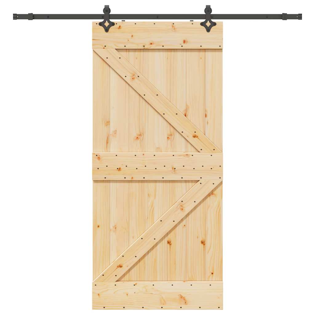 Vetonek Puerta corredera con herrajes madera maciza de pino 80x210 cm