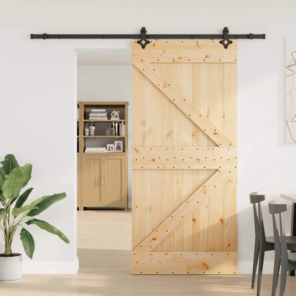 Vetonek Puerta corredera con herrajes madera maciza de pino 90x210 cm