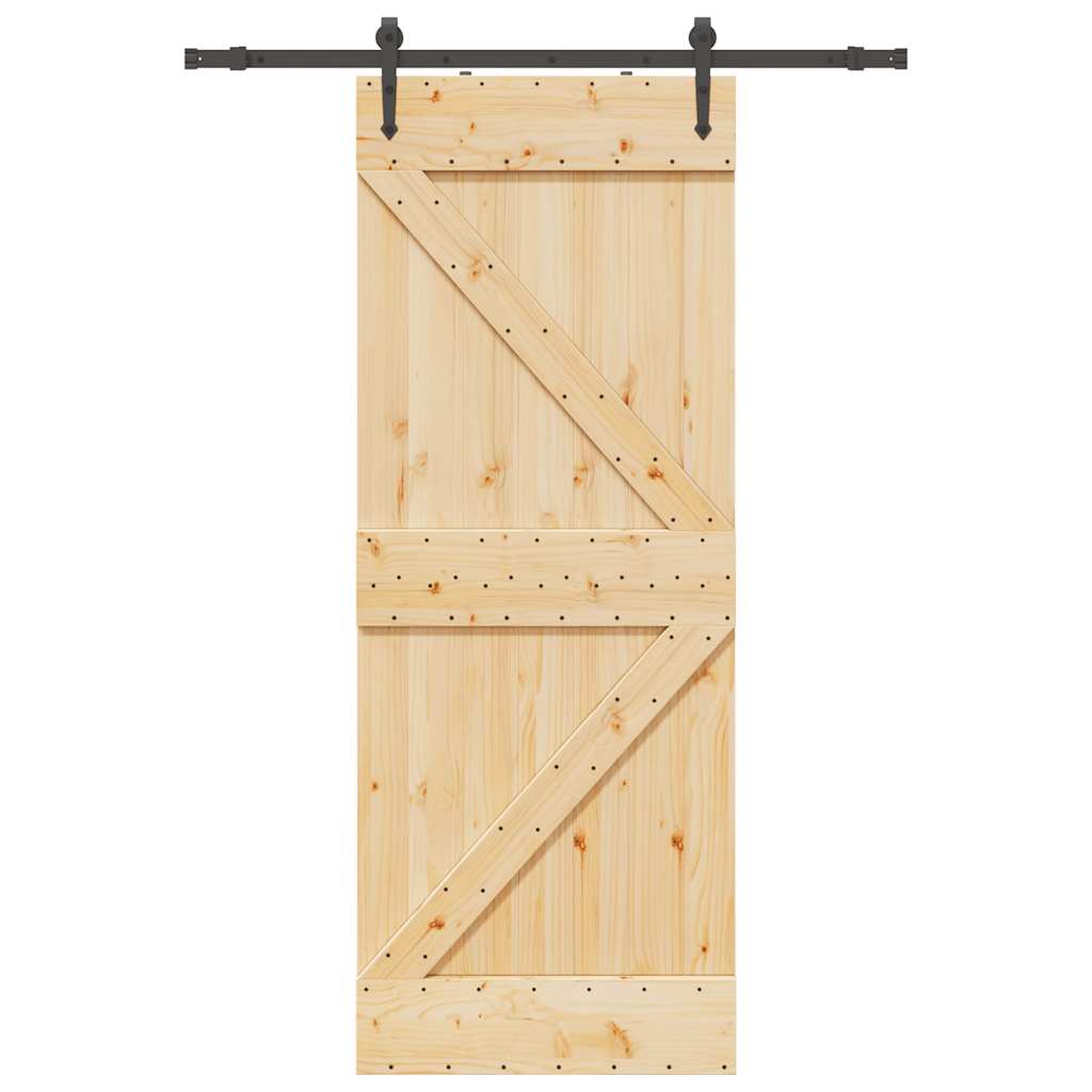 Vetonek Puerta corredera con herrajes madera maciza de pino 80x210 cm